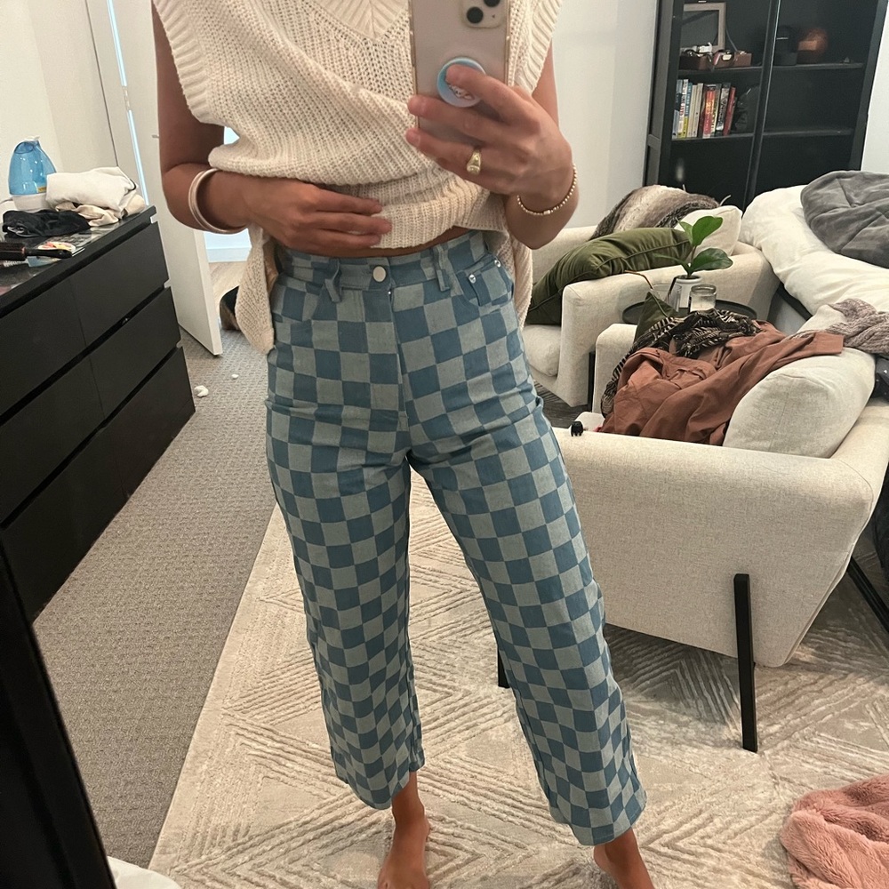 Blue checkered pants